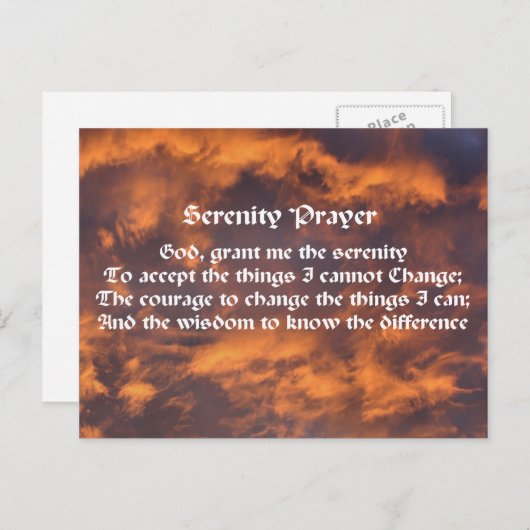 Serenity Prière Sky Clouds Affirmations Carte post (Devant / Derrière)