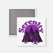 Serenity Quote Modern Black Paarse Moon Trees Magneet (Voorkant / Achterkant)