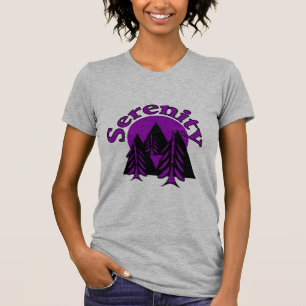 Serenity Quote Modern Black Paarse Moon Trees T-shirt