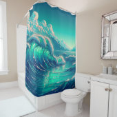 Serenity Seascape: Ocean's Embrace Douchegordijn (In situ)