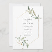 Serenity Simplistic Greenery Geometric Wedding Kaart (Voorkant)