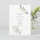Serenity Simplistic Greenery Geometric Wedding Kaart (Staand voorkant)
