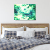 Serenity Splash: Abstracte Aquarel Canvas Afdruk (Insitu (Slaapkamer))
