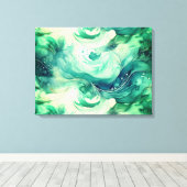 Serenity Splash: Abstracte Aquarel Canvas Afdruk (Insitu (Houten vloer))