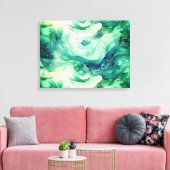Serenity Splash: Abstracte Aquarel Canvas Afdruk (Insitu (Woonkamer))