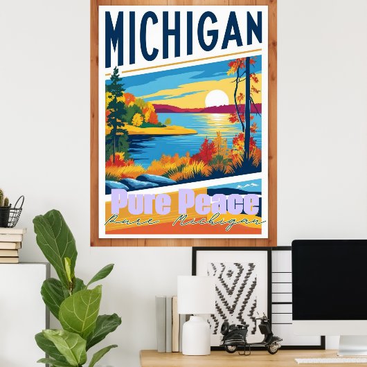 Serenity wacht: ontdek het rustige meer van Michig Poster (Thuiskantoor)