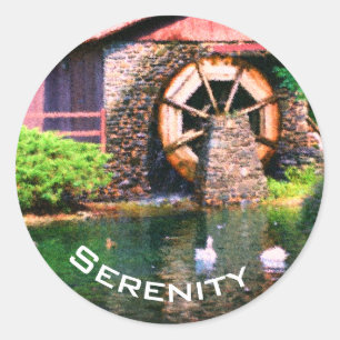 Serenity Water Wheel Inspirerend Ronde Sticker