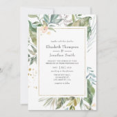 Serenity Waterverf Greenery Geometric Wedding Kaart (Voorkant)