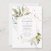 Serenity Waterverf Greenery Geometric Wedding Kaart (Voorkant)