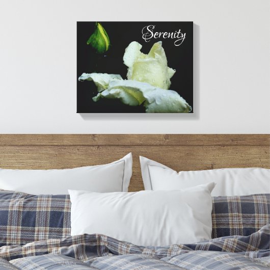 Serenity White Rosebud Inspirerend Words Canvas Afdruk (Insitu (Slaapkamer))