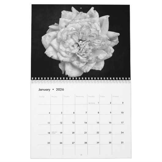Serenity: zwart-wit foto's kalender (Jan 2026)