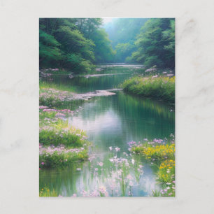 Serenity's Flow, Lazy River in the Forest Briefkaart