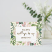 Serez-vous ma carte de femme de ménage verte fleur (Debout devant)