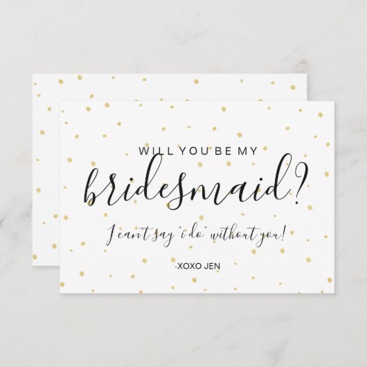 Serez-Vous Ma Carte D'Épouse - Points D'Or Blanc (Devant / Derrière)