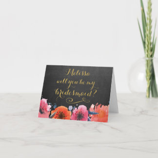 Serez-Vous Ma Carte Florale Chalkboard Bridesmaid