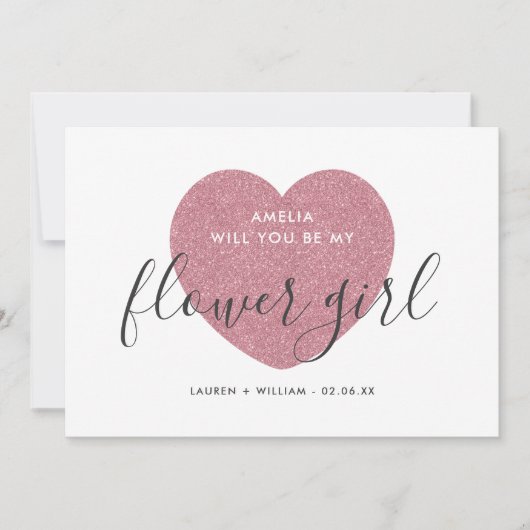 Serez-Vous Ma Carte Flower Girl - Glittered (Devant)