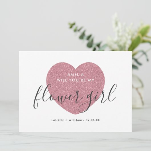 Serez-Vous Ma Carte Flower Girl - Glittered (Debout devant)