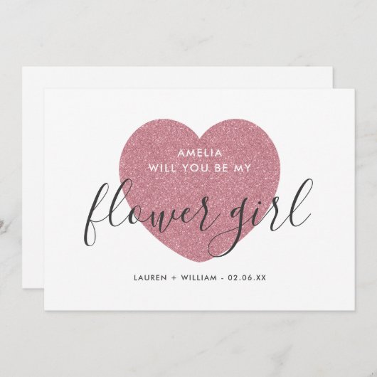 Serez-Vous Ma Carte Flower Girl - Glittered (Devant / Derrière)