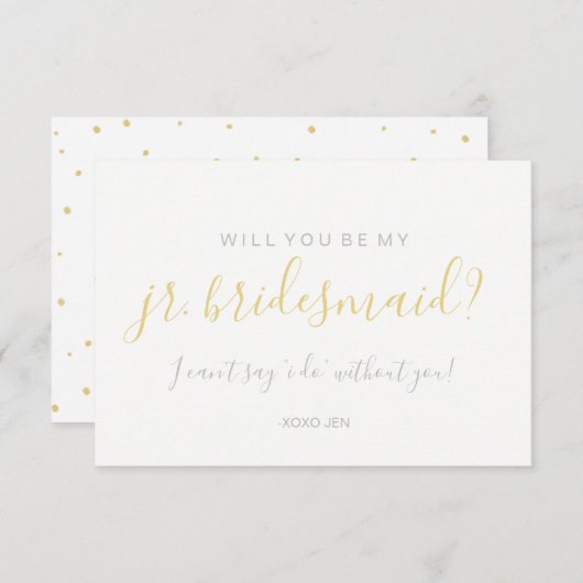 Serez-Vous Ma Carte Jr.Bridesmd - Gold Dots White (Devant / Derrière)