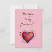 Serez-vous ma carte postale invitation fleurie ros (Devant)