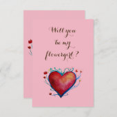 Serez-vous ma carte postale invitation fleurie ros (Devant / Derrière)