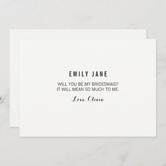 Serez-Vous Ma Femme D'Accueil ? Carte blanche (Devant / Derrière)