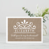 Serez-Vous Ma Femme D'Accueil ? Carte Burlap Tiara (Debout devant)