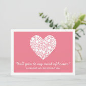 Serez-Vous Ma Fille D'Honneur ? Carte Coeur rose (Debout devant)