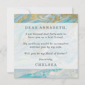 Serez-Vous Ma Fille D'Honte Carte Turquoise & Or (Dos)