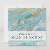 Serez-Vous Ma Fille D'Honte Carte Turquoise & Or (Devant)