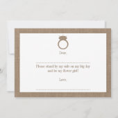 Serez-Vous Ma Fille Fleur ? Carte à anneaux Burlap (Dos)