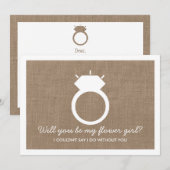 Serez-Vous Ma Fille Fleur ? Carte à anneaux Burlap (Devant / Derrière)