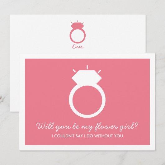 Serez-Vous Ma Fille Fleur ? Carte à anneaux rose (Devant / Derrière)