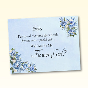 Serez-Vous Ma Fille Fleur ? Carte Blue Peony