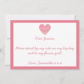 Serez-Vous Ma Fille Fleur ? Carte Coeur rose (Dos)