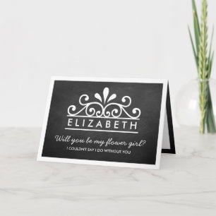 Serez-Vous Ma Fille Fleur ? Carte Tiara Chalkboard