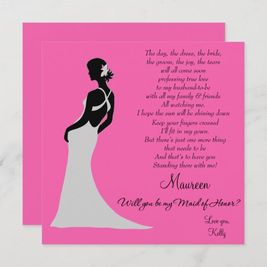 Serez-vous ma servante d'honneur ? Carte (Devant / Derrière)