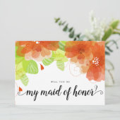 "Serez-vous ma servante d'honneur" carte de fleurs (Debout devant)