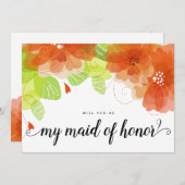 "Serez-vous ma servante d'honneur" carte de fleurs (Devant / Derrière)