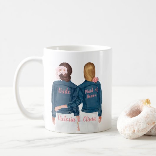 Serez-vous ma servante d'honneur Jean Jacket Mug (Avec donut)