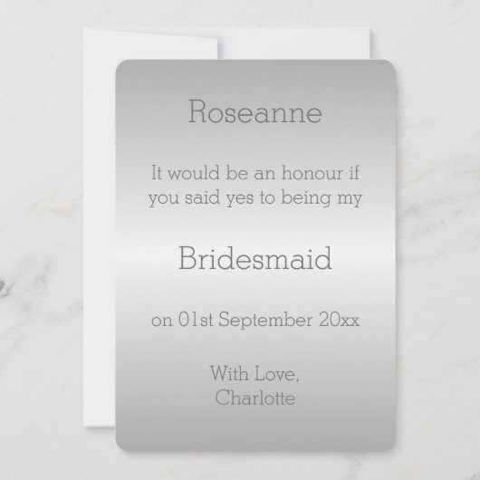 Serez-Vous Mon Épouse Invitation Coeurs D'Argent (Dos)