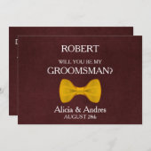 Serez-vous mon Groomsman avec Gold Bow Invitation (Devant / Derrière)