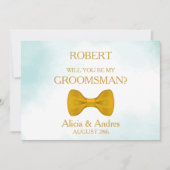 Serez-vous mon Groomsman avec Gold Bow Invitation (Devant)