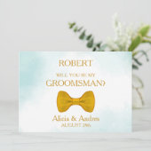 Serez-vous mon Groomsman avec Gold Bow Invitation (Debout devant)