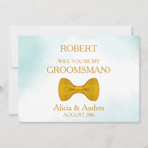 Serez-vous mon Groomsman avec Gold Bow Invitation 