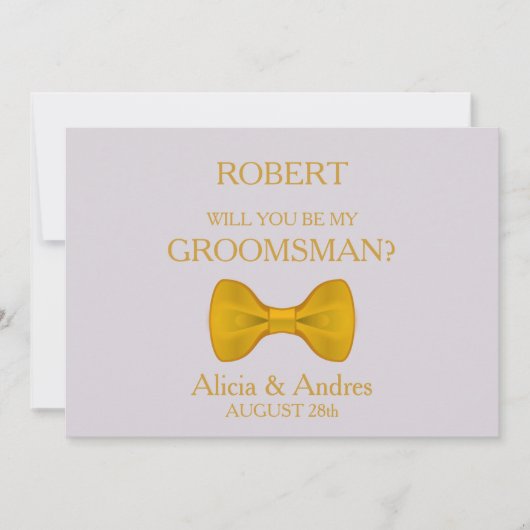 Serez-vous mon Groomsman avec Gold Bow Invitation (Devant)