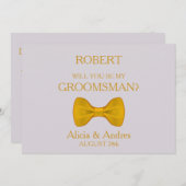 Serez-vous mon Groomsman avec Gold Bow Invitation (Devant / Derrière)