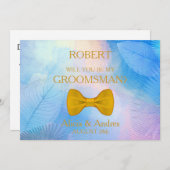 Serez-vous mon Groomsman avec Gold Bow Invitation  (Devant / Derrière)