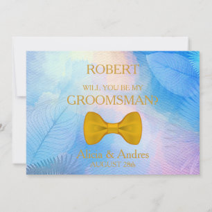 Serez-vous mon Groomsman avec Gold Bow Invitation 