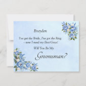 Serez-Vous Mon Groomsman ? Carte Blue Peony (Devant)